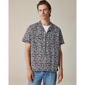 J. CREW Shirt Size Medium NWT Short Sleeve Slub Linen Cotton Blend Camp Collar
